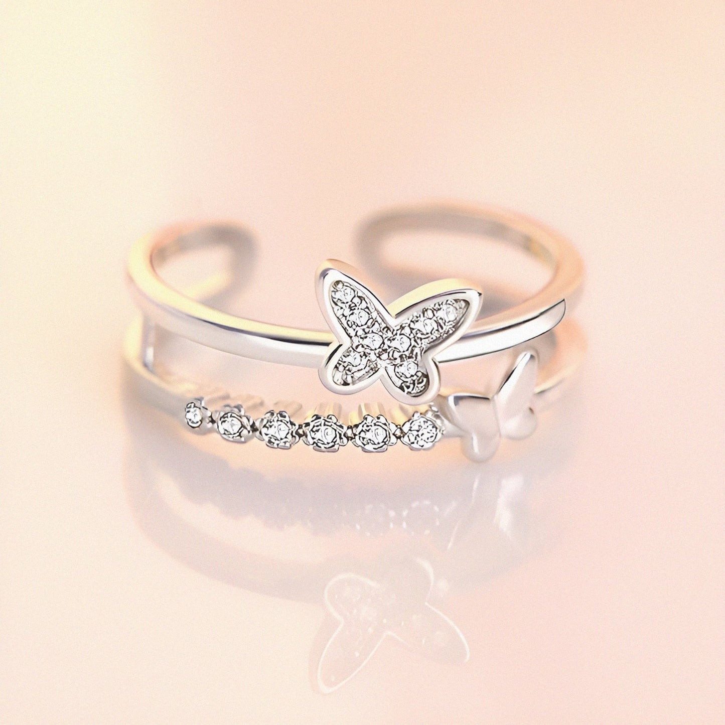 Graceful Butterfly Silver Ring