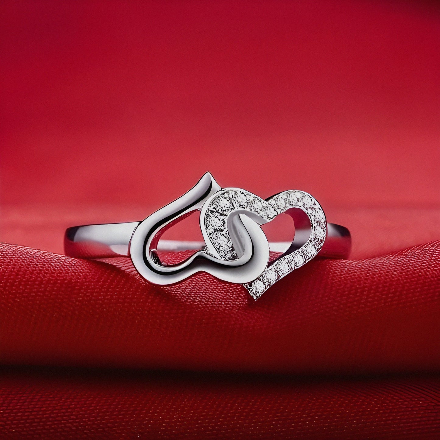 Silver Linked Heart Ring