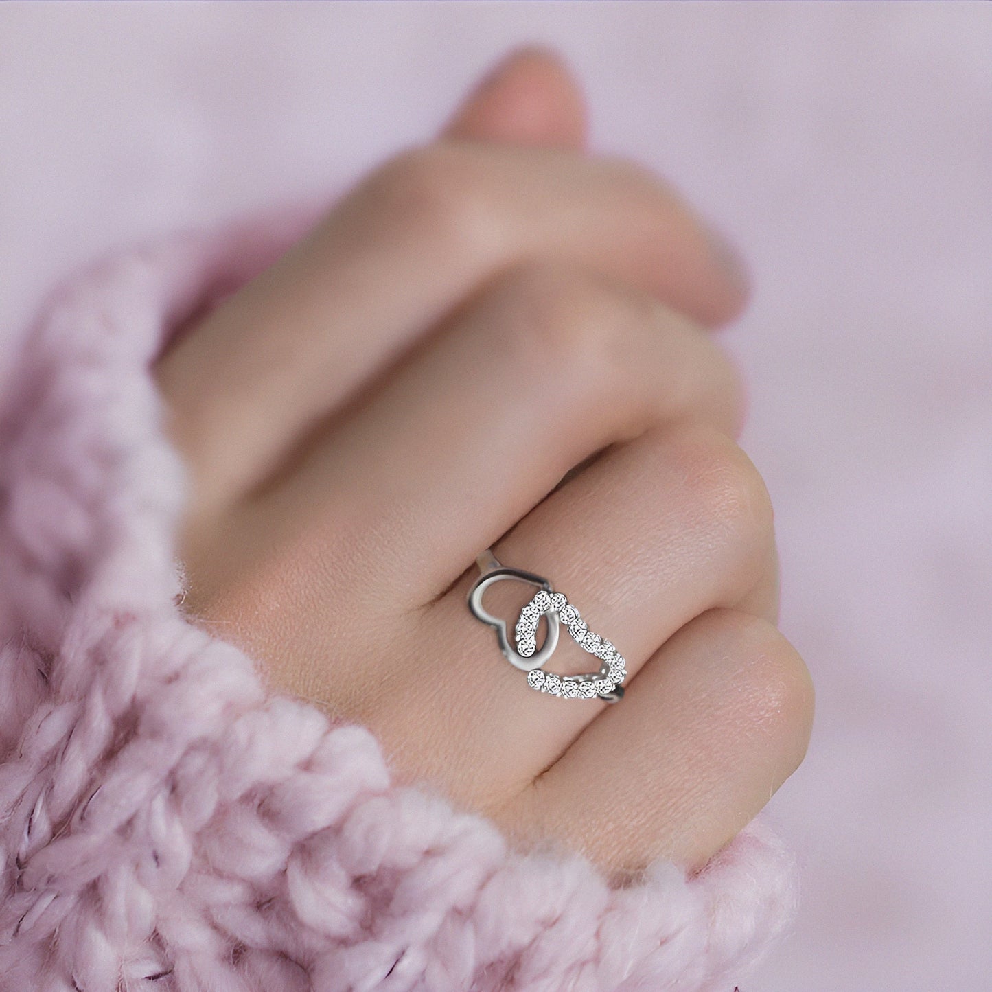 Silver Linked Heart Ring