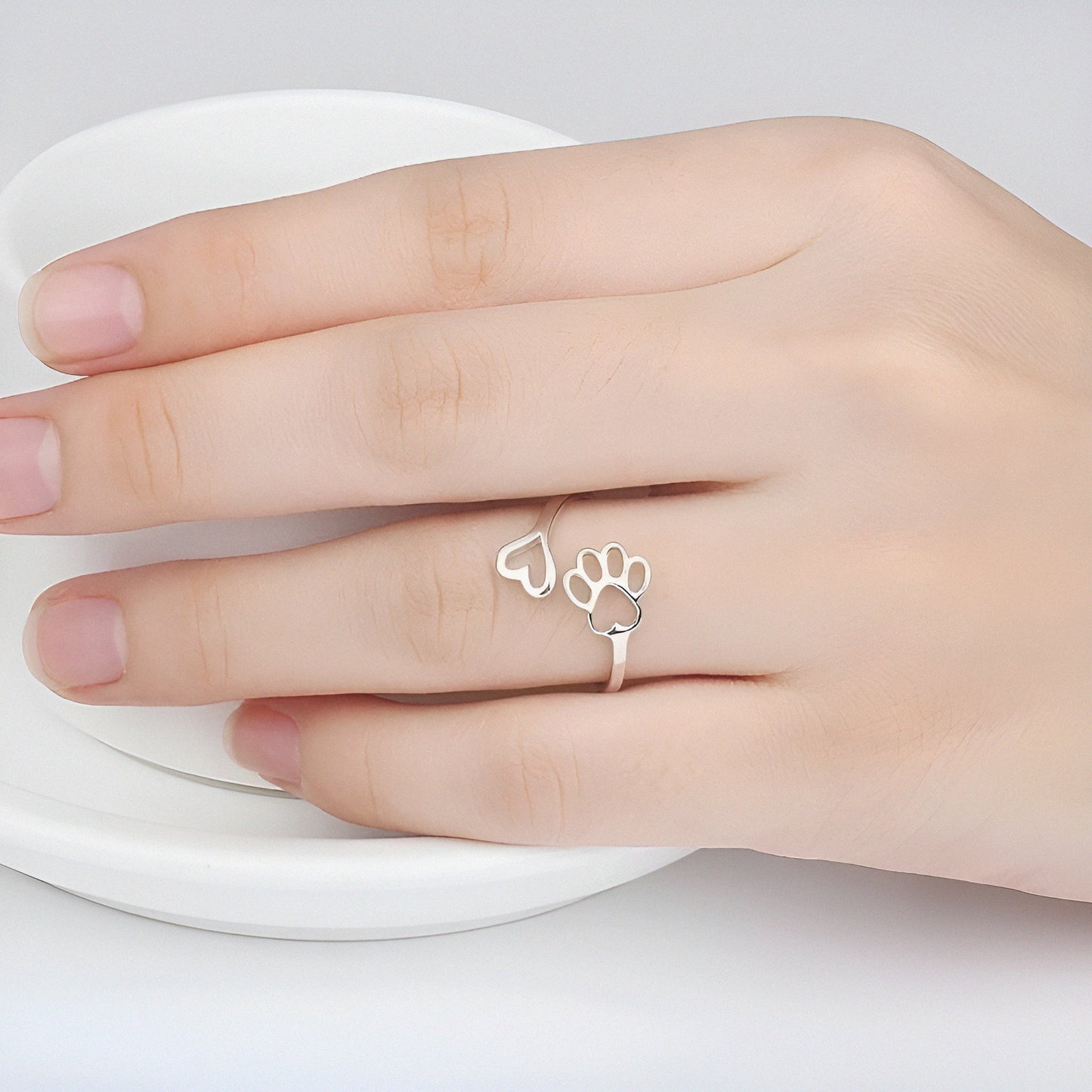 Paw Footprint Silver Ring