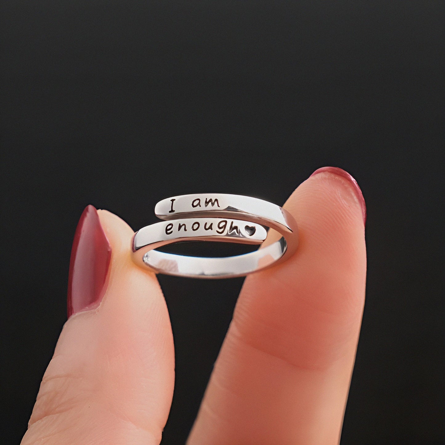 I am enough - Inspiration Silver Ring