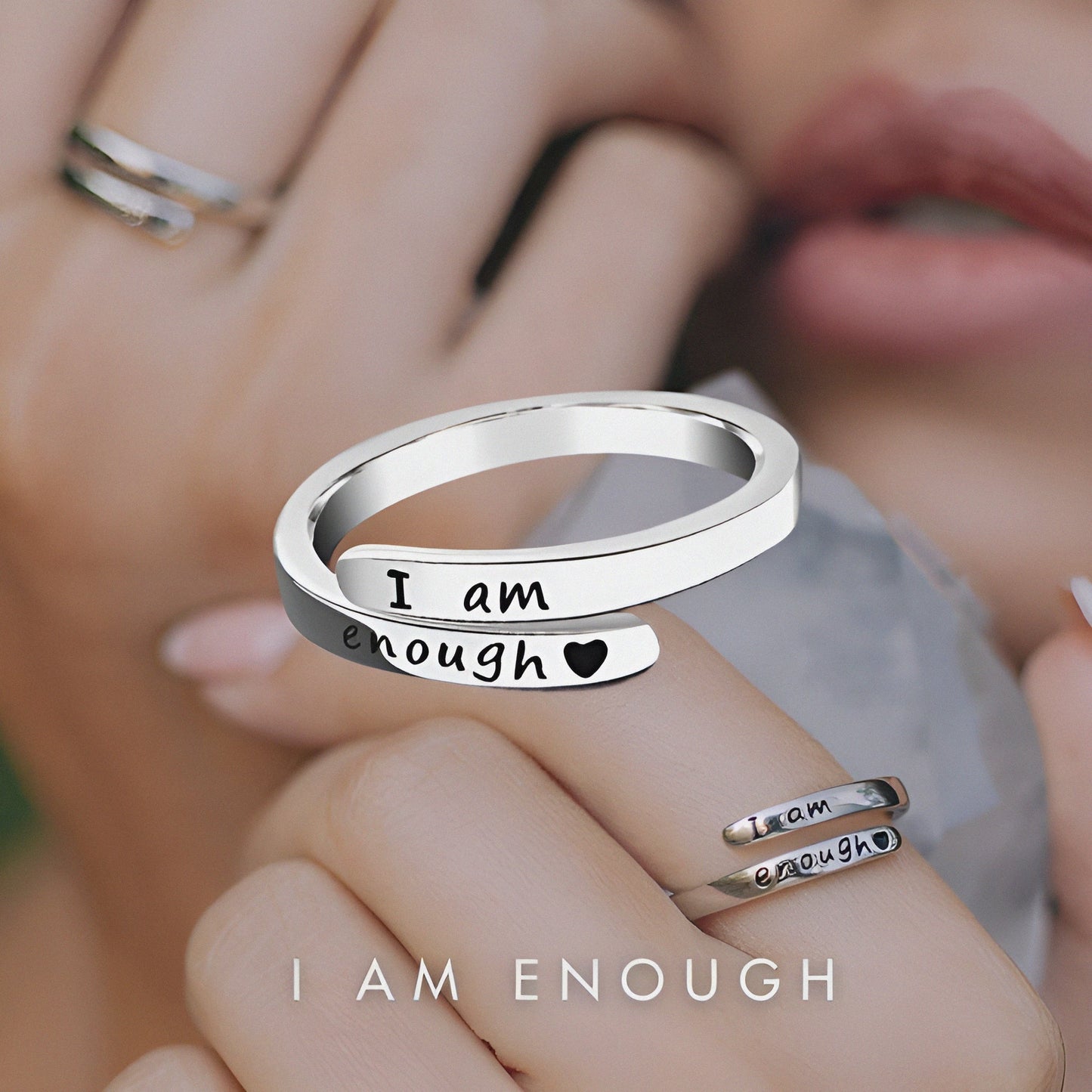 I am enough - Inspiration Silver Ring