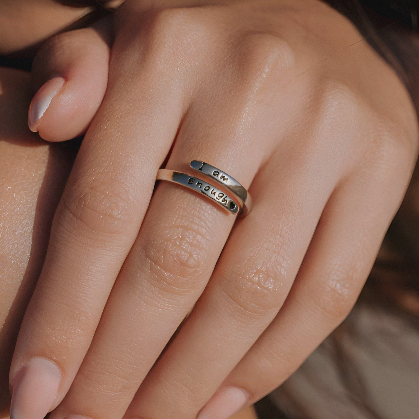 I am enough - Inspiration Silver Ring