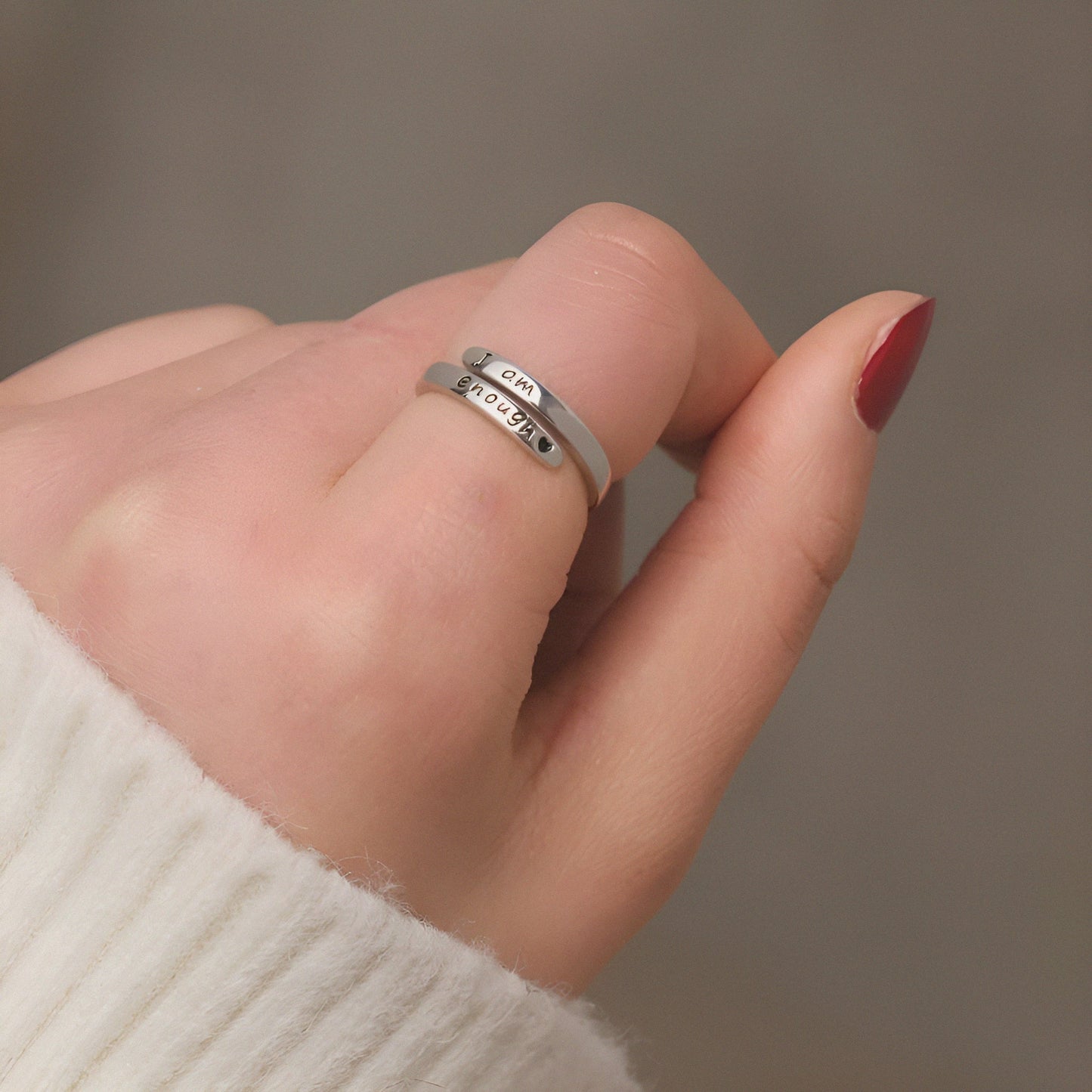 I am enough - Inspiration Silver Ring