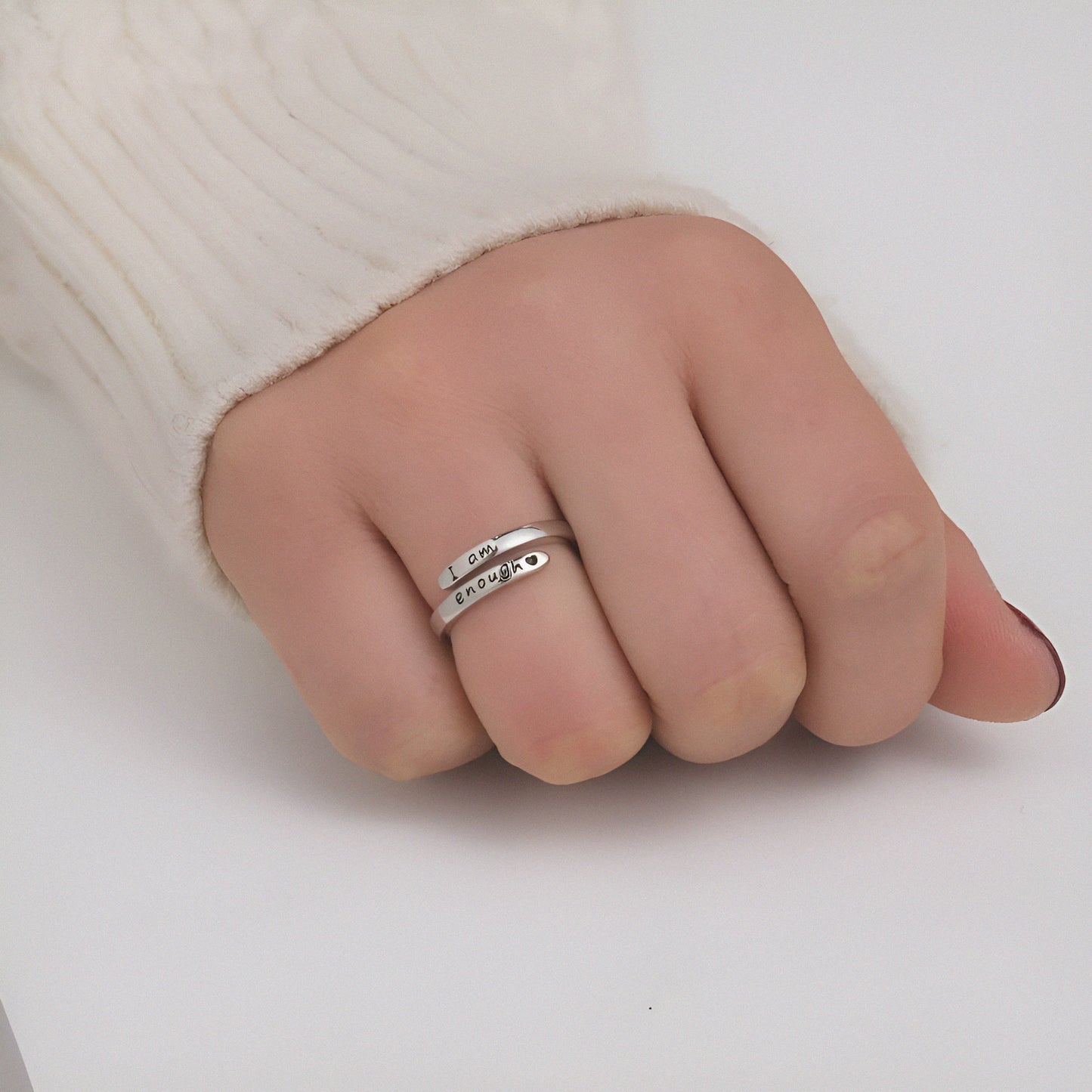 I am enough - Inspiration Silver Ring