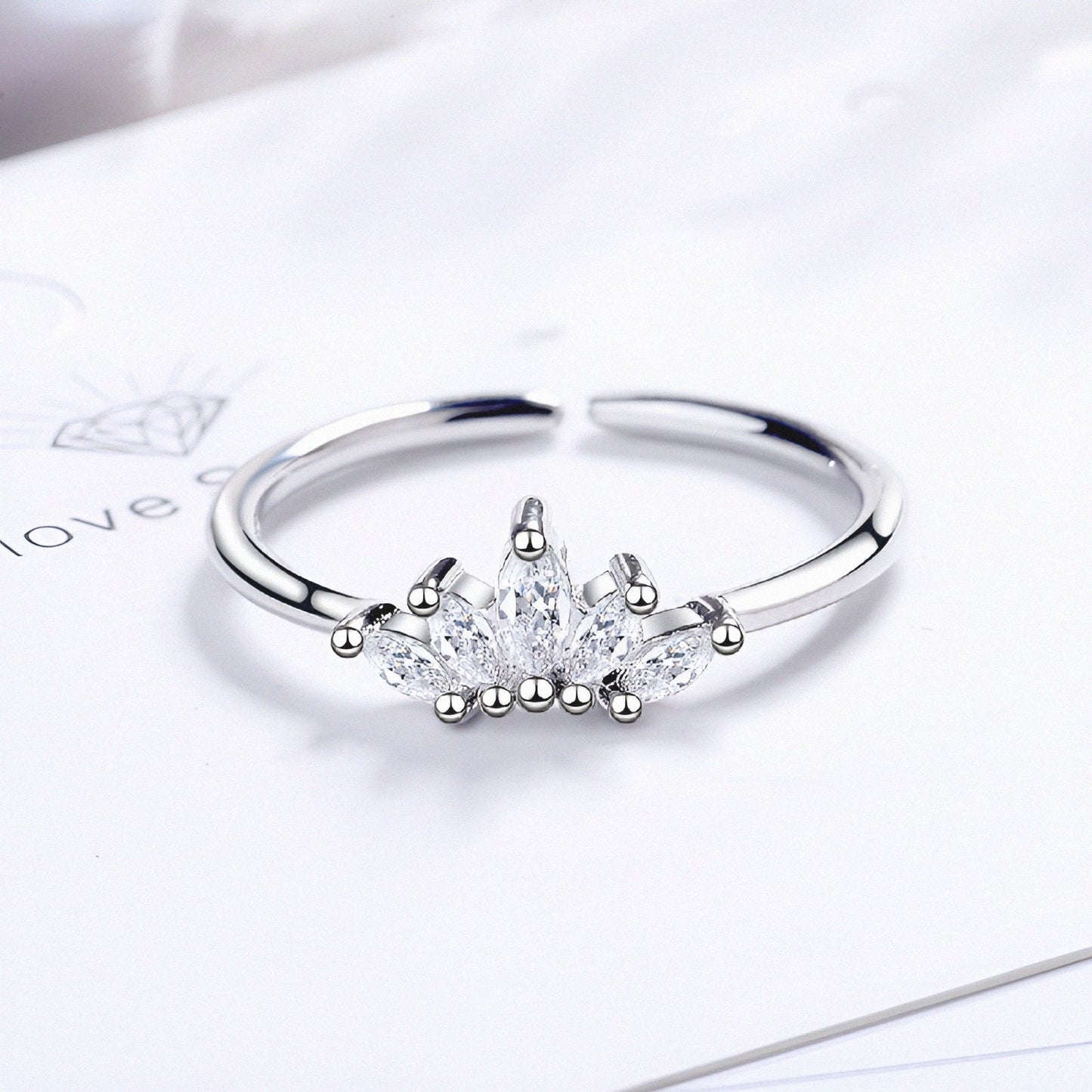 Exotic Princess Crown Silver Ring
