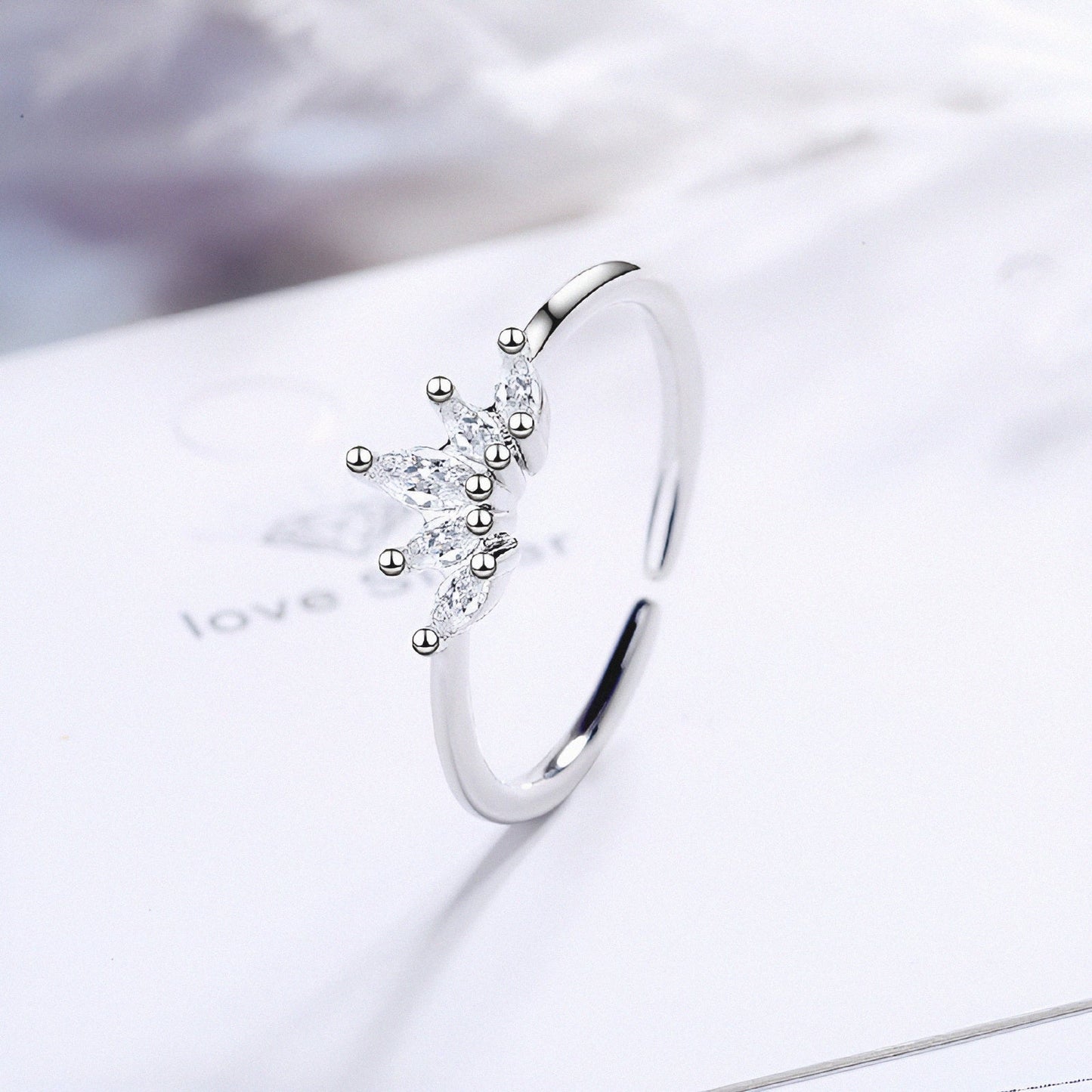 Exotic Princess Crown Silver Ring