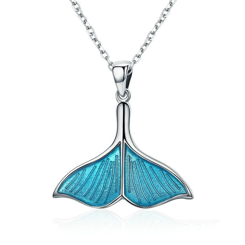 Blue Mermaid Tail Cuff Silver Pendant