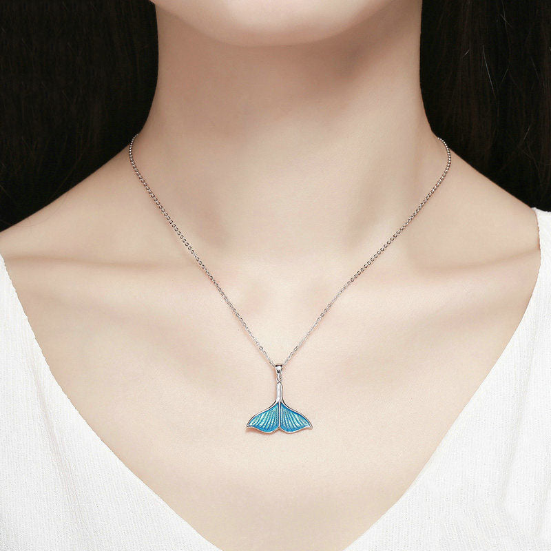 Blue Mermaid Tail Cuff Silver Pendant