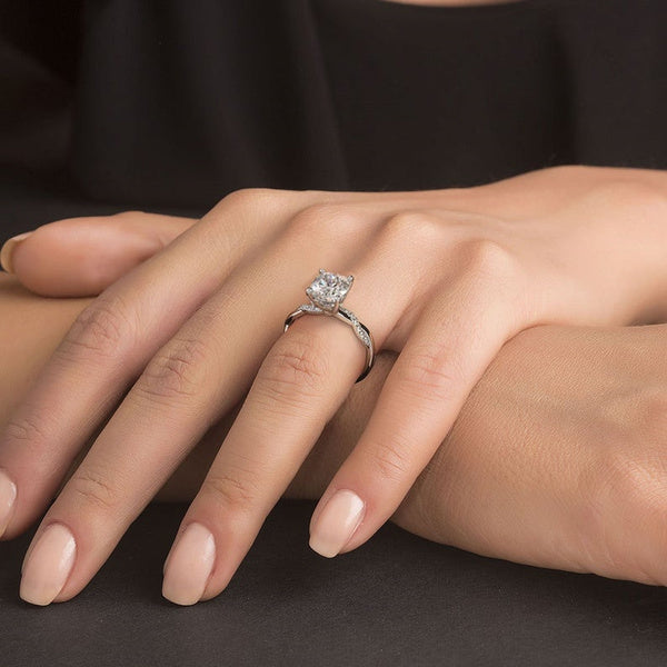Silver Twisted Shape Princess Diamond Ring