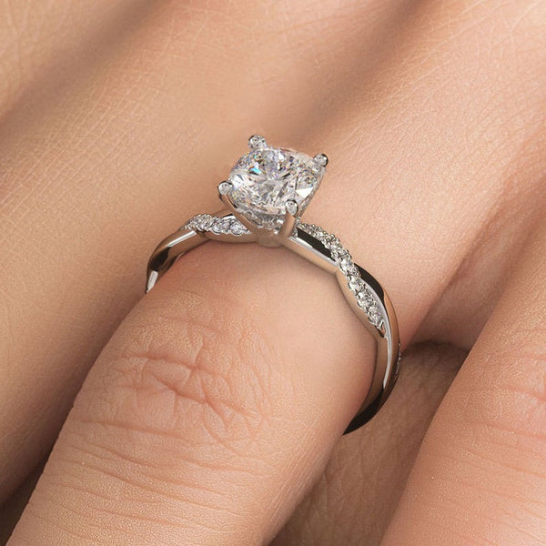 Silver Twisted Shape Princess Diamond Ring