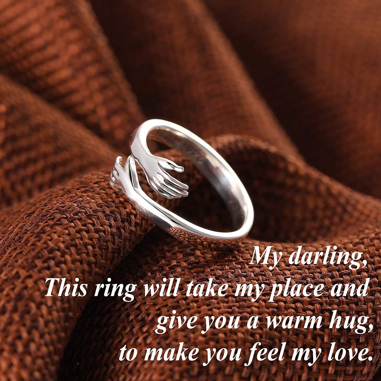 Girl's Hugging Silver Ring