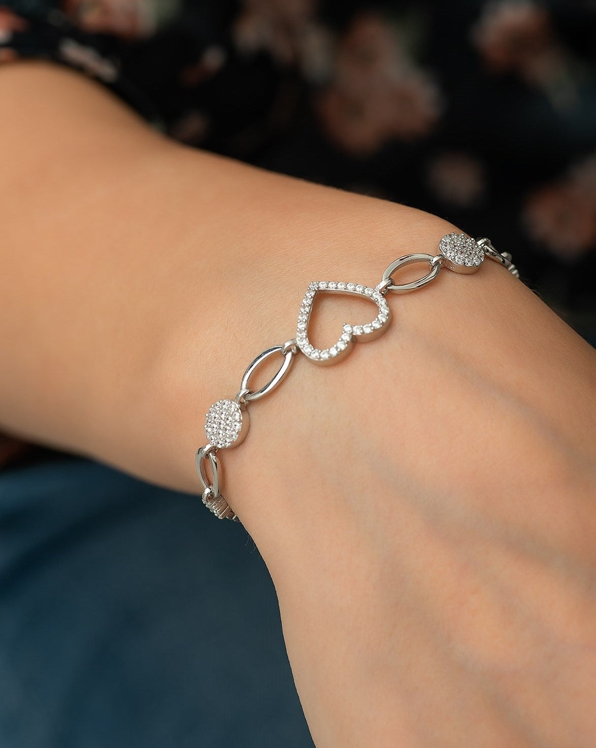 Elevated Heart Silver Bracelet