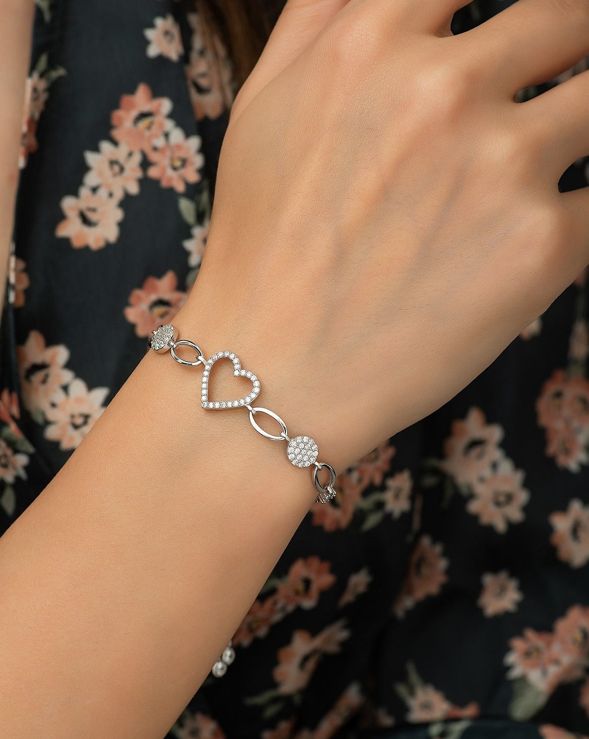 Elevated Heart Silver Bracelet