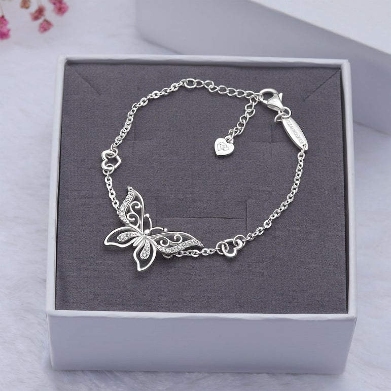 Graceful Butterfly Silver Bracelet