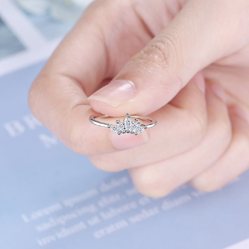 Exotic Princess Crown Silver Ring