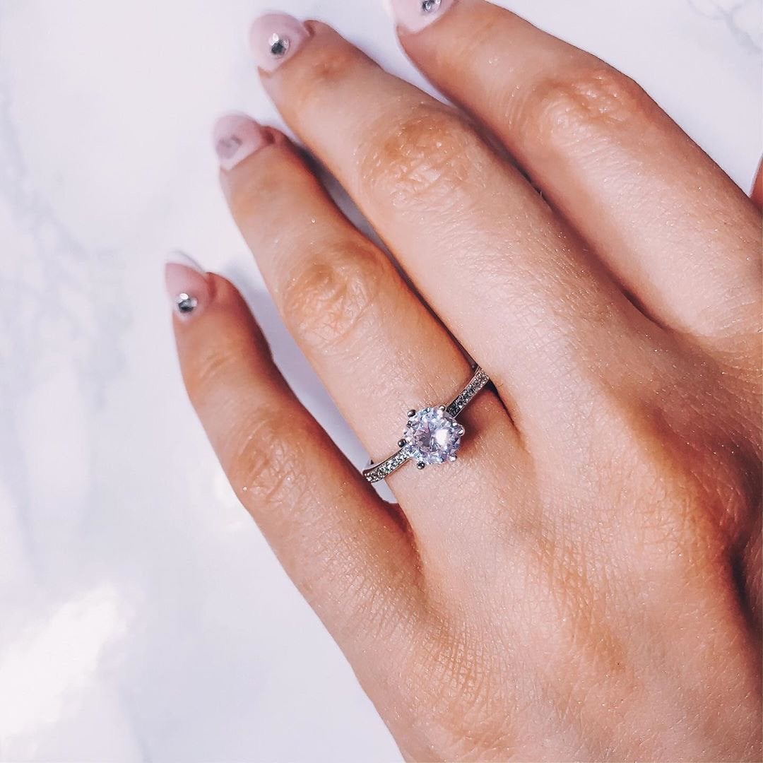 Elena Diamond Silver Ring