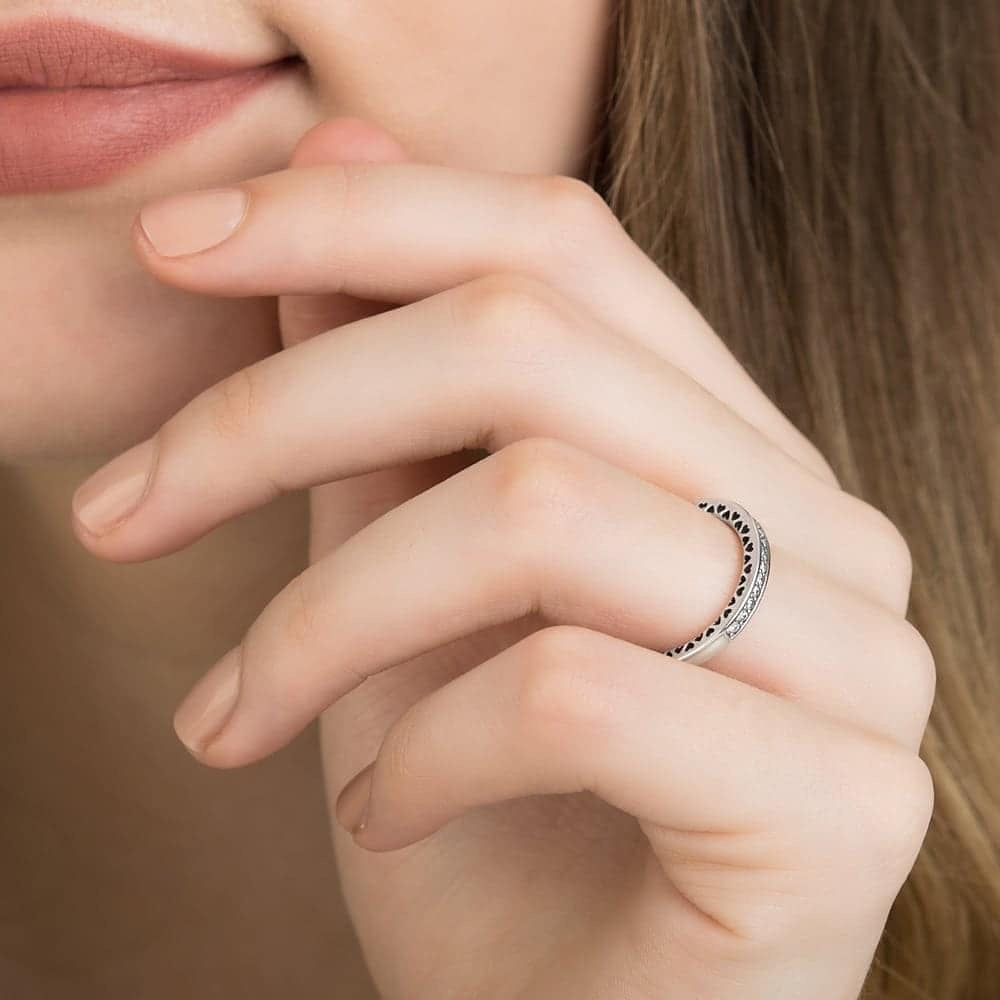 Pandora Sparkling Love Knot Charm Silver Ring
