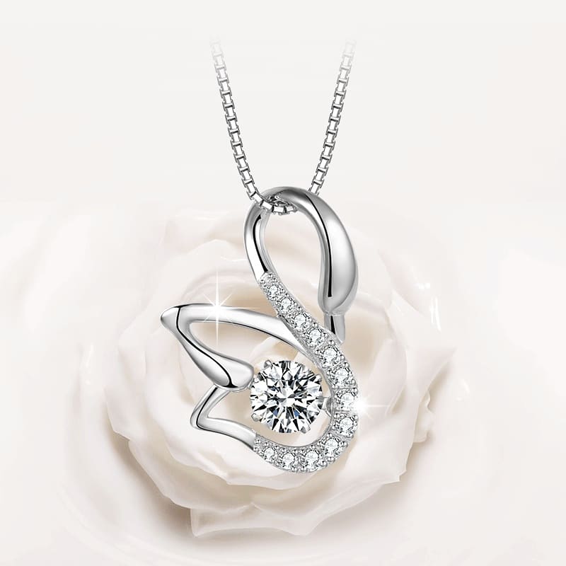 Elegant Swan Silver Pendant Set
