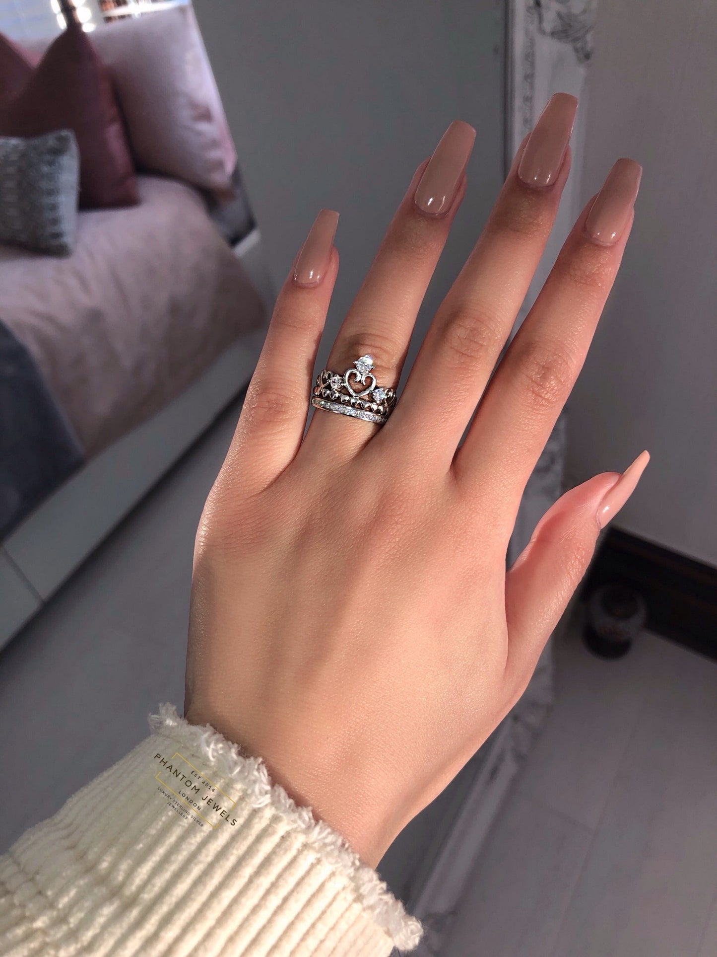 Double Heart Charm Stackable Love Silver Ring