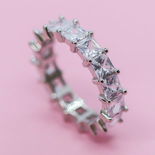 Square Eternity Silver Ring
