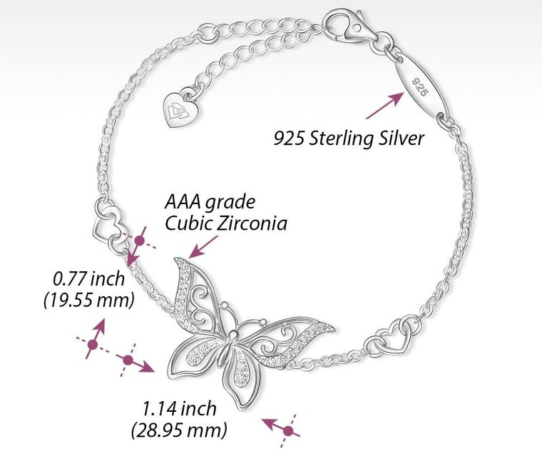 Graceful Butterfly Silver Bracelet
