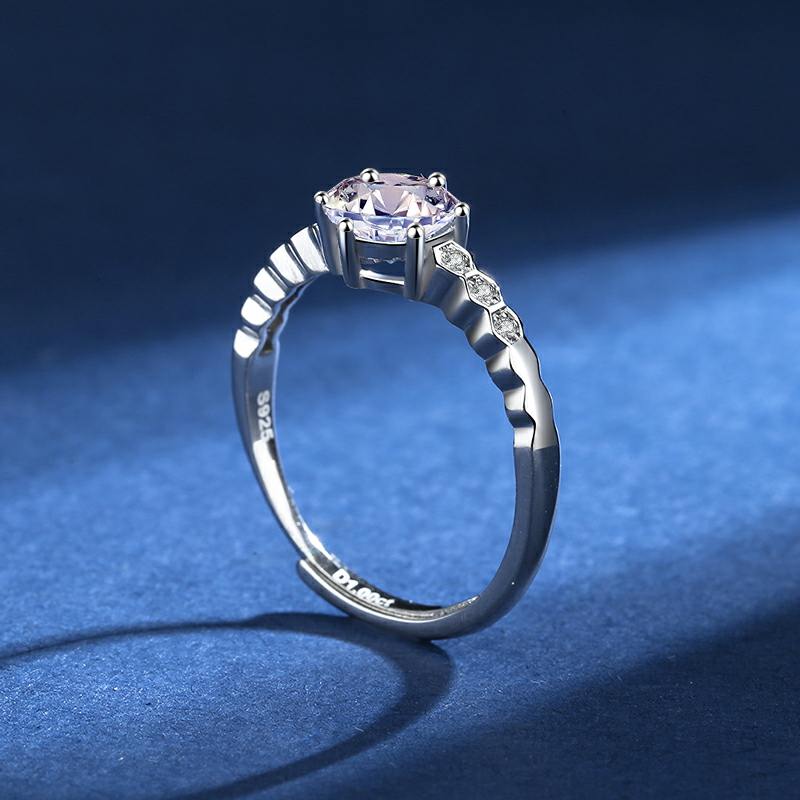 Beehive Lady Moissan Diamond Silver Ring