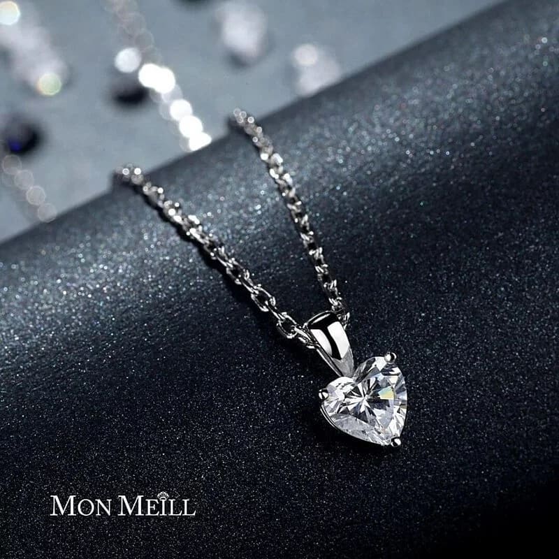 Shipei Created Moissanite Heart Pendant Set