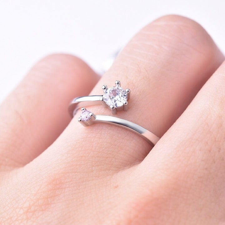 Silver Pink Sapphire Diamond Open Ring