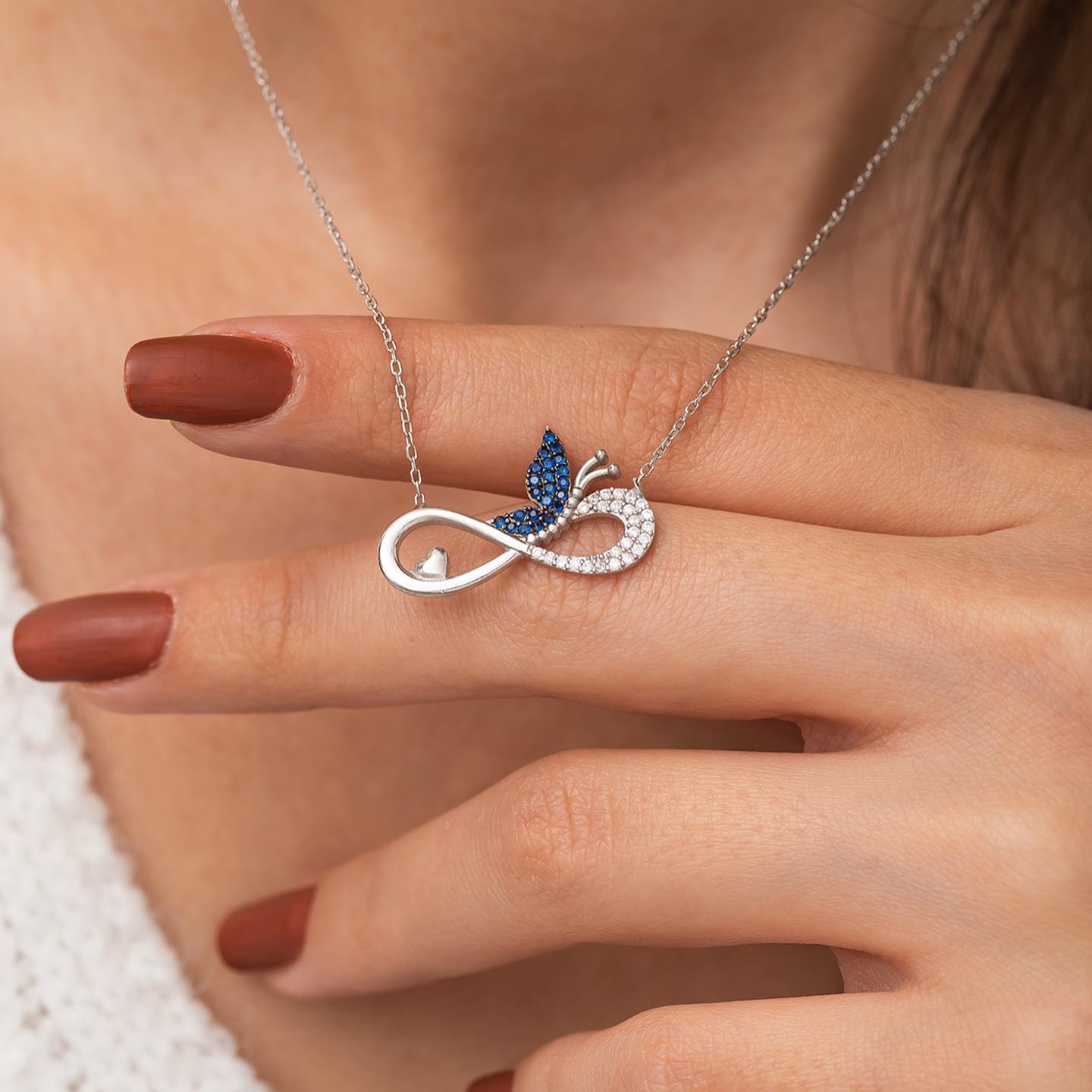 Infinity Butterfly Silver Pendant Set
