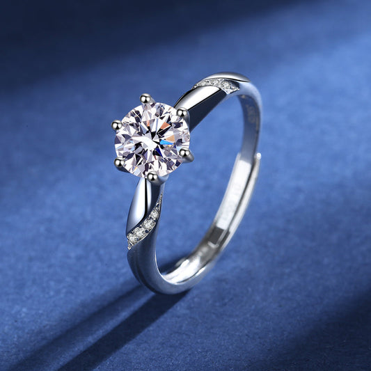 Luxury six-claw ladies Moissan Diamond ring