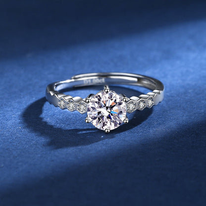 Beehive Lady Moissan Diamond Silver Ring