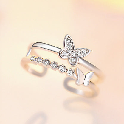 Graceful Butterfly Silver Ring