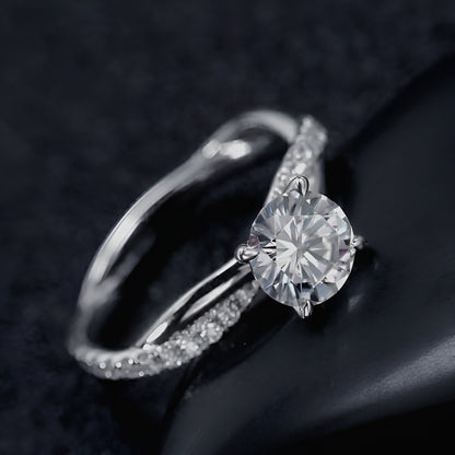Silver Twisted Shape Princess Diamond Ring