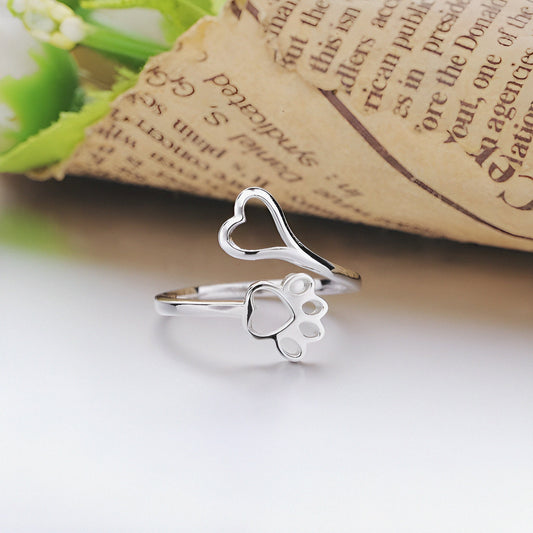 Paw Footprint Silver Ring