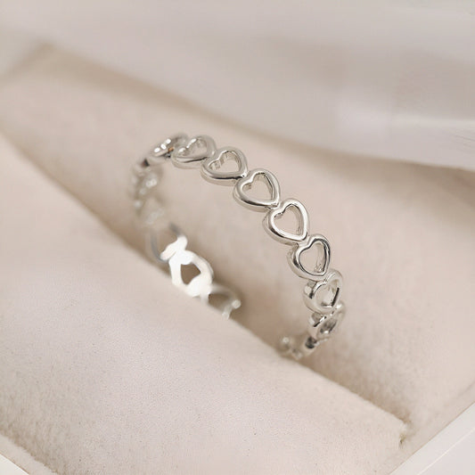 Linked Love Open Hearts Silver Ring