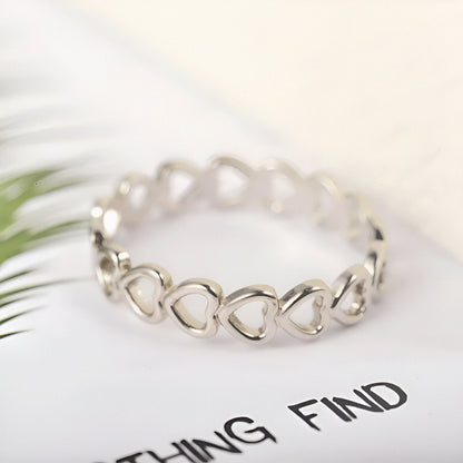 Linked Love Open Hearts Silver Ring