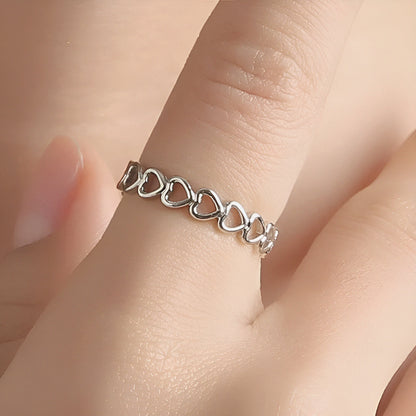 Linked Love Open Hearts Silver Ring