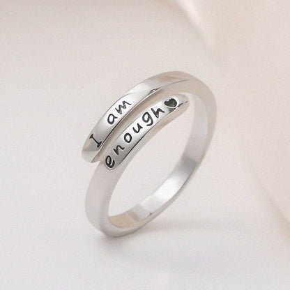 I am enough - Inspiration Silver Ring