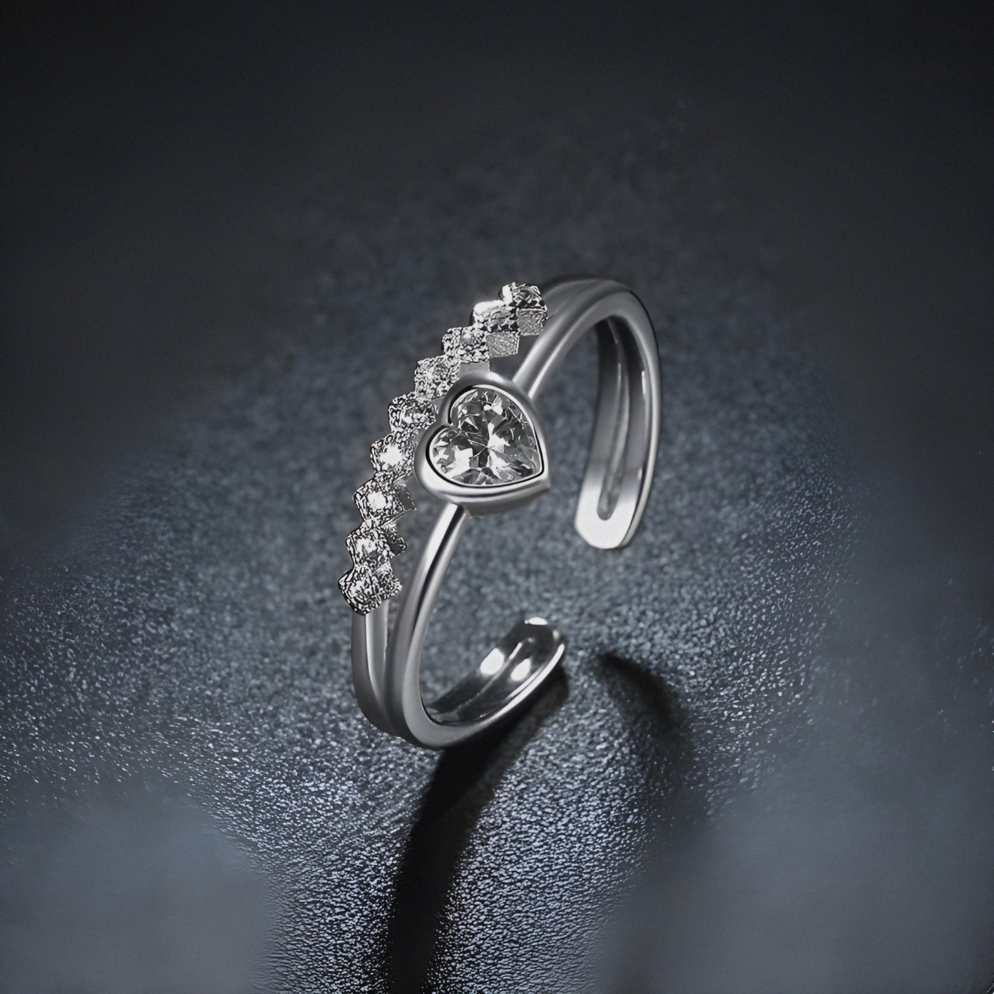 Charismatic Cupid Heart Silver Ring