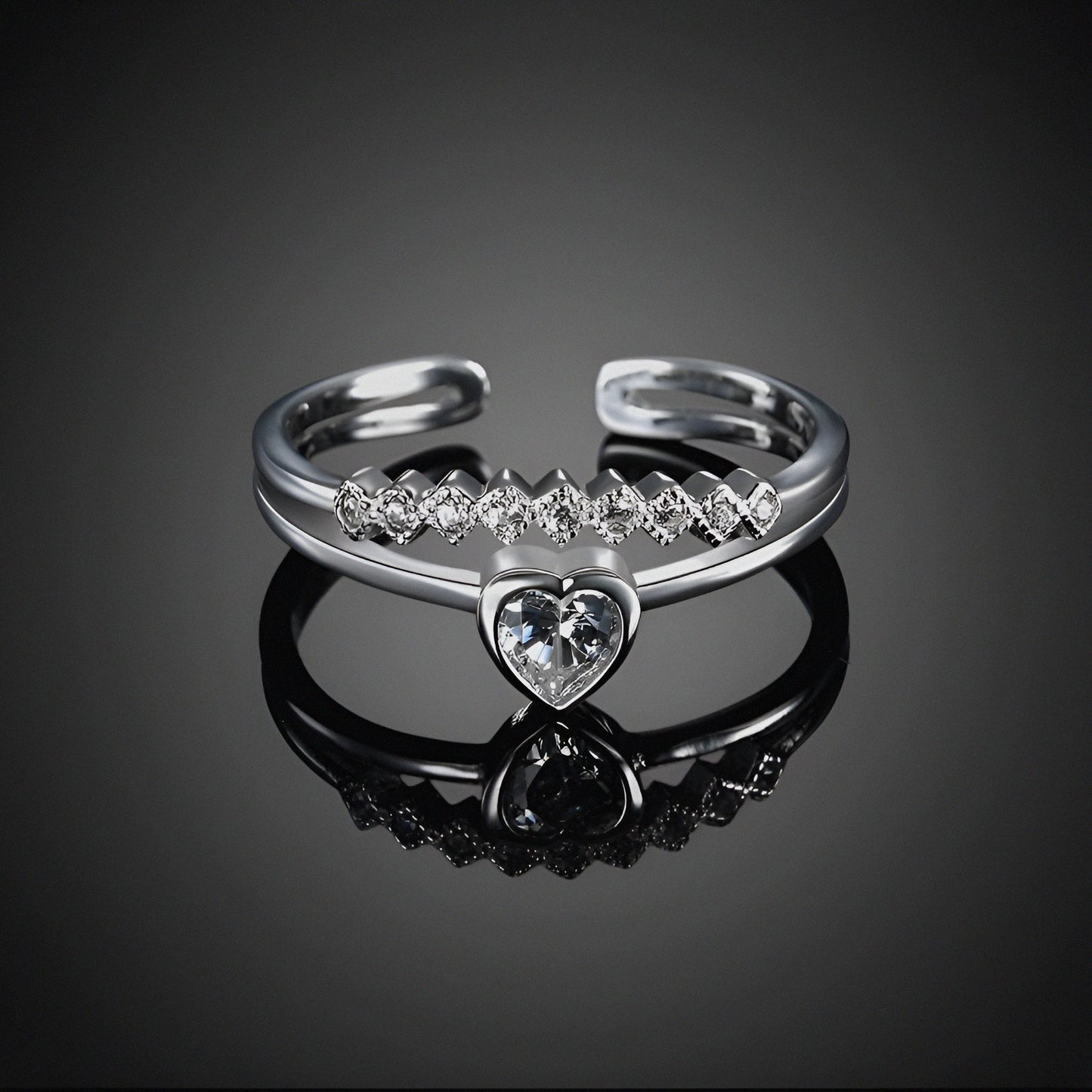 Charismatic Cupid Heart Silver Ring