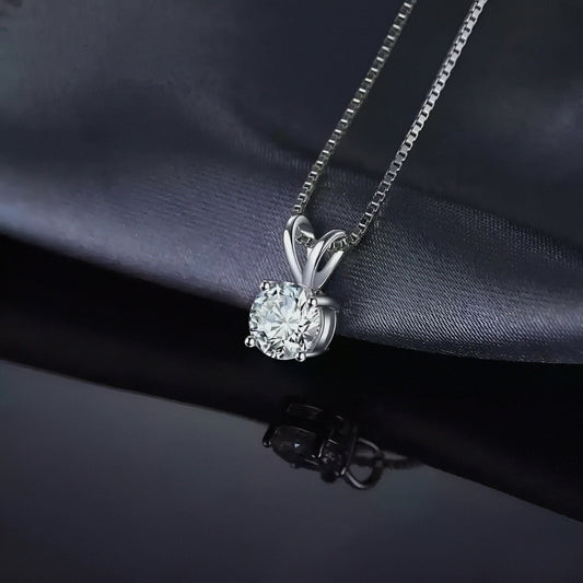 Silver Zircon Pendant with Link Chain
