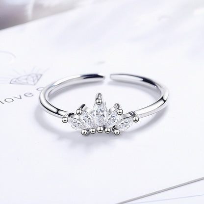 Exotic Princess Crown Silver Ring