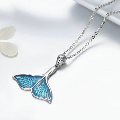 Blue Mermaid Tail Cuff Silver Pendant