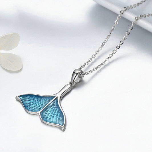 Blue Mermaid Tail Cuff Silver Pendant