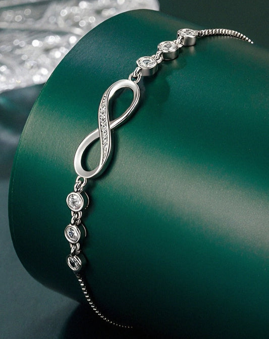 Crystal Swarovski Infinity Silver Bracelet