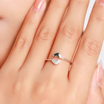 Silver Linked Double Heart Ring