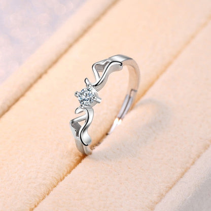 Angel Wing Zircon Stone Silver Ring