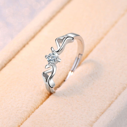 Angel Wing Zircon Stone Silver Ring
