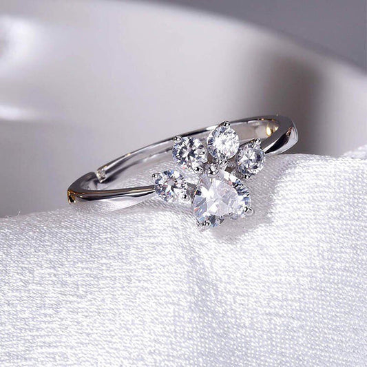 Cute Paw Silver Ring